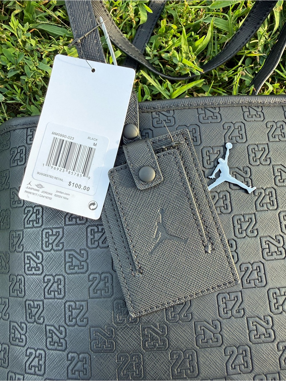 Jordan Black Embossed Tote Bag with Jumpman Logo - Picture 2 of 5